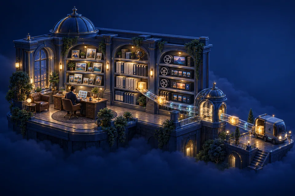 A lasting library of stored work with separate ways to share it.